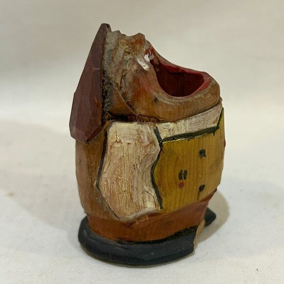 VTG Anri Hand Carved Painted Wood Big Mouth Toothpick Holder AS IS - Picture 2 of 8